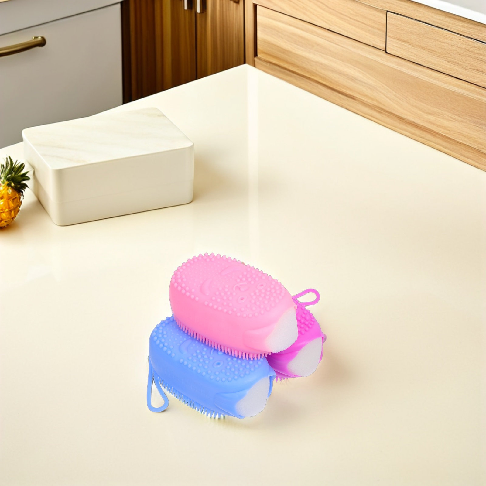 Body Brush - 3 Stück Silikon-Körperschwamm, doppelseitiger Badeschwamm, weicher
