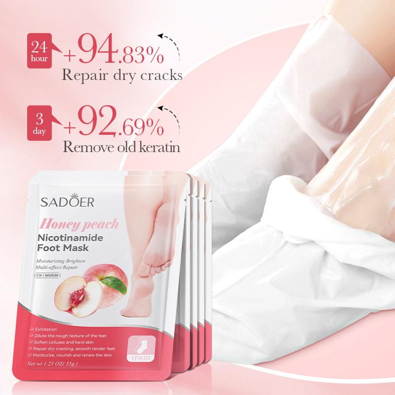 Foot Spa - 1 Paar SADOER Früchte-Fußmaske, feuchtigkeitsspendende Fußpeeling-Maske,