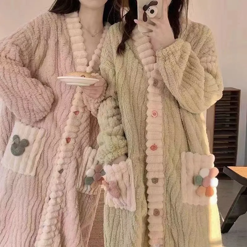 Bathrobe - Damen-Bademantel, gepolstert, verdickt, warm, Winter, langärmelig,